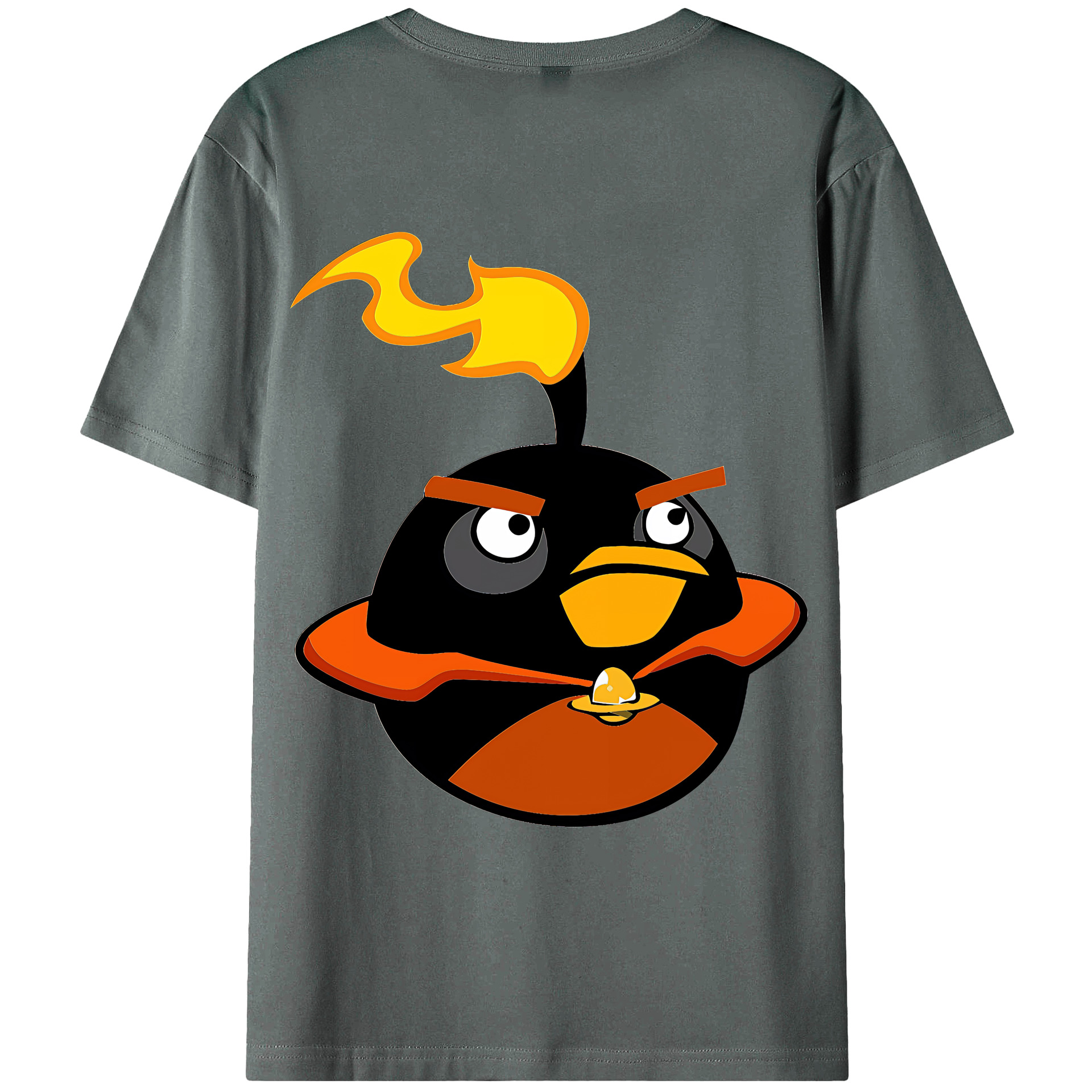 （画像用） Angry Birds アングリーバード 綿100％ メンズ半袖Tシャツ（バックプリント） 通気性